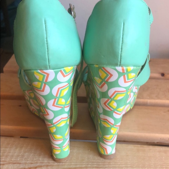 Teal spring wedge sandals - Picture 3 of 3